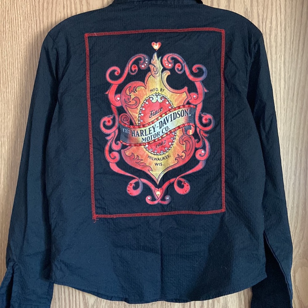 Long-sleeved Blingy Harley Davidson Button-Down Shirt